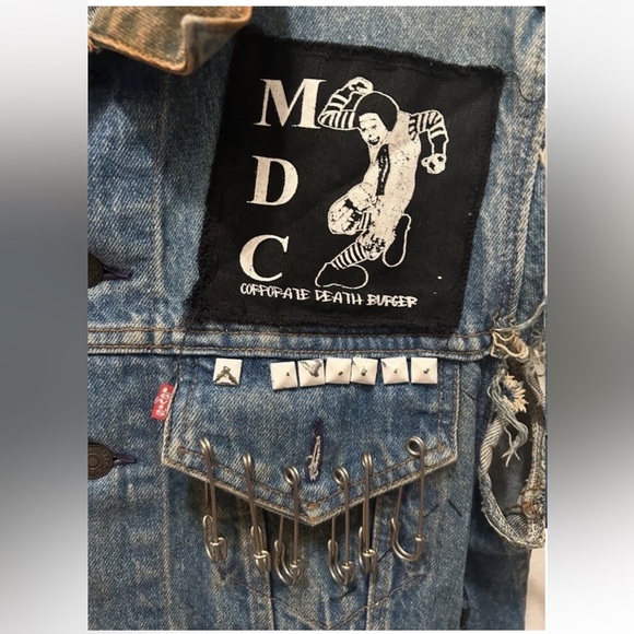 RARE❗️VTG 80s PUNK Levi’s Cutoff Denim Jacket Vest Patch Dead Kennedys Subhumans - Picture 9 of 16